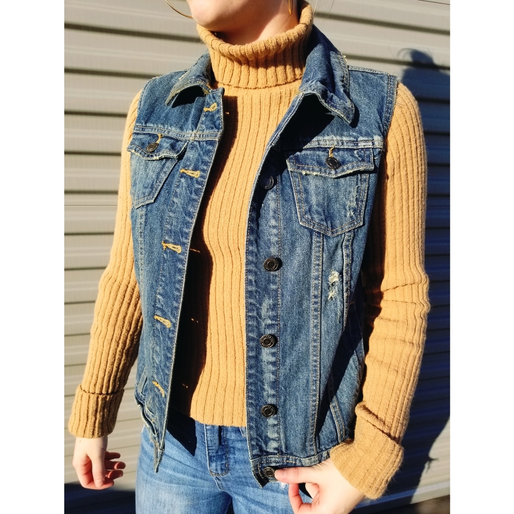 Mossimo Distressed Denim Vest